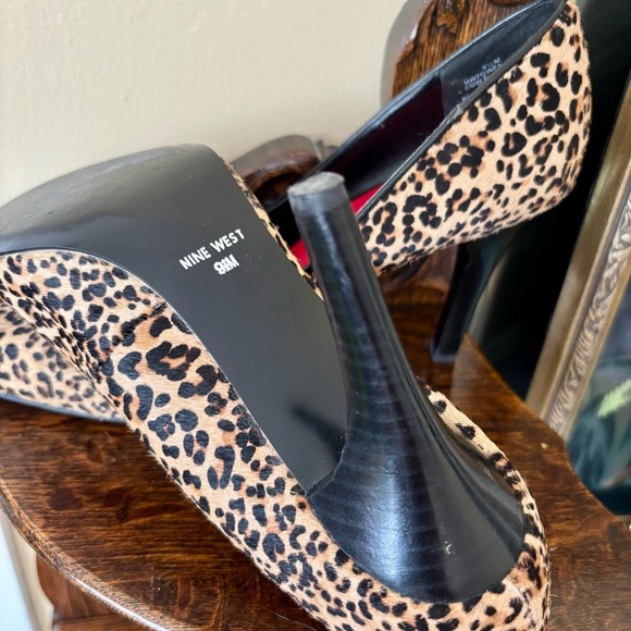 Nine West| Tan Leopard Print Calf Hair 4” Heels Sz 9.5 - Picture 6 of 6